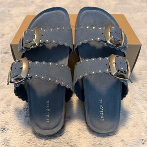 Indigo Women's Blue Sandals with Gold Accents